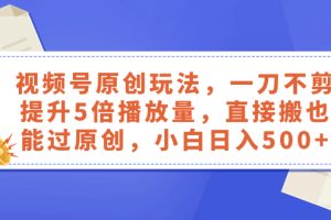 （8286期）视频号原创玩法，一刀不剪提升5倍播放量，直接搬也能过原创，小白日入500+