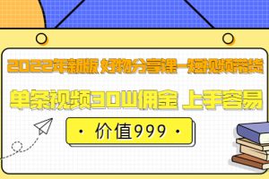 （3462期）2022年新版 好物分享课-短视频带货：单条视频30W佣金 上手容易