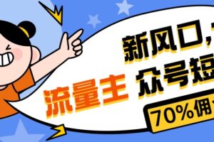 （10351期）新风口公众号项目， 流量主短剧推广，佣金70%左右，新手小白可上手