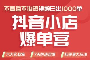 推易电商·2022年抖音小店爆单营【更新11月】，不直播，不拍短视频，日出1000单