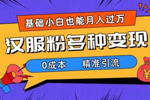 （7549期）一部手机精准引流汉服粉，0成本多种变现方式，小白月入过万（附素材+工具）