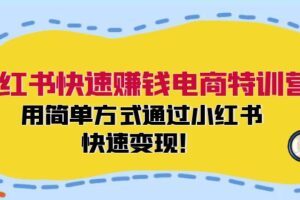 （12133期）小红书快速赚钱电商特训营：用简单方式通过小红书快速变现！