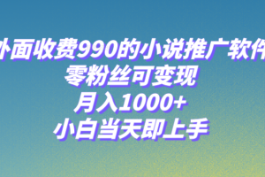 （8016期）小说推广软件，零粉丝可变现，月入1000+，小白当天即上手【附189G素材】