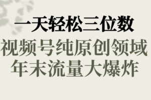 （8647期）一天轻松三位数，视频号纯原创领域，春节童子送祝福，年末流量大爆炸，