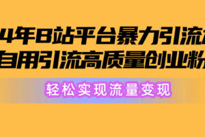 （10500期）2024年B站平台暴力引流术，自用引流高质量创业粉，轻松实现流量变现！