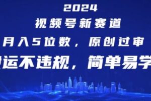 2024视频号新赛道，月入5位数+，原创过审，搬运不违规，简单易学【揭秘】