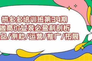 拼多多培训班第34期：做高价女装必盈利剖析 选品/测款/运营/推广/拓展