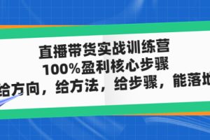 （4785期）直播带货实战训练营：100%盈利核心步骤，给方向，给方法，给步骤，能落地