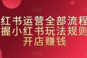 小红书运营全部流程，掌握小红书玩法规则，开店赚钱