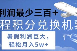 （11385期）2024暑假利润空间巨大的里程积分兑换机票项目，每一单利润最少500