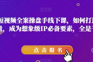 11月短视频全案操盘手线下课，如何打通自然流量，成为想象级IP必备要素，全是干货