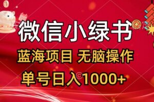 （12237期）微信小绿书，蓝海项目，无脑操作，一天十几分钟，单号日入1000+