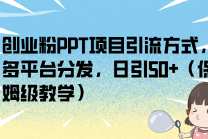 （6927期）创业粉PPT项目引流方式，多平台分发，日引50+（保姆级教学）