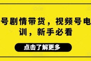 视频号剧情带货，视频号电商培训，新手必看