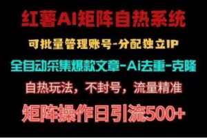 红薯矩阵自热系统，独家不死号引流玩法！矩阵操作日引流500+