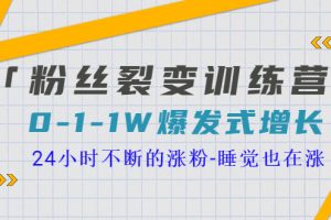 （3263期）「粉丝裂变训练营」0-1-1w爆发式增长，24小时不断的涨粉-睡觉也在涨-16节课