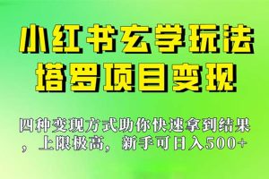 （7079期）新手也能日入500的玩法，上限极高，小红书玄学玩法，塔罗项目变现大揭秘