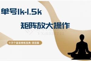 十万个富翁修炼宝典15.单号1k-1.5k，矩阵放大操作