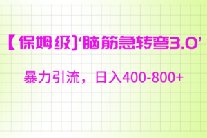 【保姆级】‘脑筋急转去3.0’暴力引流、日入400-800+