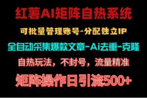 （10828期）红薯矩阵自热系统，独家不死号引流玩法！矩阵操作日引流500+