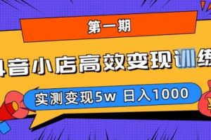 抖音小店高效变现训练营,实测变现5w，日入1000【揭秘】