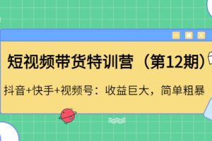 （4406期）短视频带货特训营（第12期）抖音+快手+视频号：收益巨大，简单粗暴！