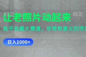 （11671期）让老照片动起来，一天变现1000+，各平台最火赛道，看完就会