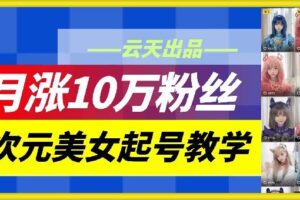 云天二次元美女起号教学，月涨10万粉丝，不判搬运