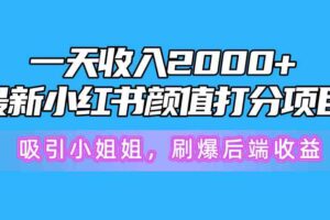 （10187期）一天收入2000+，最新小红书颜值打分项目，吸引小姐姐，刷爆后端收益