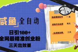 （5185期）23年咸鱼全自动暴力引创业粉课程，日引100+三天出效果