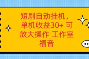 红果短剧自动挂机，单机日收益30+，可矩阵操作，附带（破解软件）+养机全流程