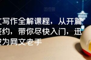 网文写作全解课程，从开篇到签约，带你尽快入门，迅速成为网文老手