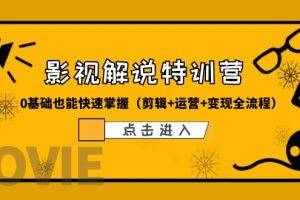 （6194期）某影视解说-收费特训营，0基础也能快速掌握（剪辑+运营+变现全流程）