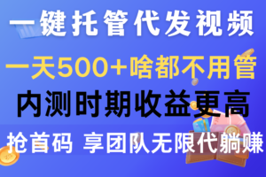 （10327期）一键托管代发视频，一天500+啥都不用管，内测时期收益更高，抢首码，享…