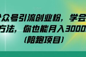 公众号引流创业粉，学会这个方法，你也能月入30000+ (陪跑项目)