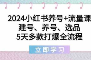 2024小红书养号+流量课：建号、养号、选品，5天多款打爆全流程