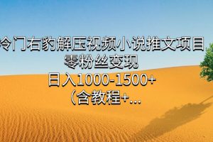 （7522期）冷门右豹解压视频小说推文项目，零粉丝变现，日入1000-1500+。（含教程+…