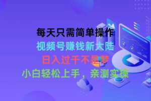 （10290期）每天只需简单操作，视频号赚钱新大陆，日入过千不是梦，小白轻松上手，…