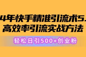 （10894期）24年快手精准引流术5.0，高效率引流实战方法，轻松日引500+创业粉