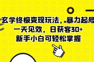 （5970期）玄学终极变现玩法，暴力起号，一天见效，日获客30+，新手小白可轻松掌握