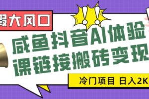 寒假大风口咸鱼抖音AI体验课链接搬砖变现，全网首发冷门项目，小白可日入2K+【揭秘】