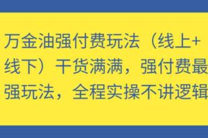 万金油强付费玩法（线上+线下）干货满满，强付费最强玩法，全程实操不讲逻辑