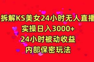 利用快手24小时无人美女直播，实操日入3000，24小时被动收益，内部保密玩法【揭秘】