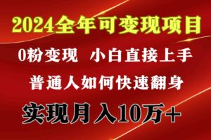 （9831期）2024 全年可变现项目，一天的收益至少2000+，上手非常快，无门槛