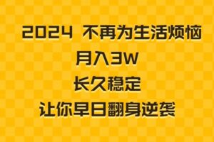 （8757期）2024不再为生活烦恼 月入3W 长久稳定 让你早日翻身逆袭