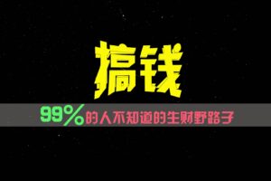 99%的人不知道的生财野路子，只掌握在少数人手里！