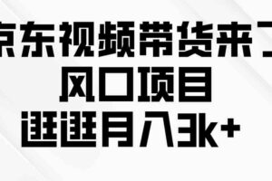 （10025期）京东短视频带货来了，风口项目，逛逛月入3k+