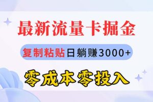 （10832期）最新流量卡代理掘金，复制粘贴日赚3000+，零成本零投入，新手小白有手就行