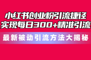 （10692期）小红书创业粉引流捷径！最新被动引流方法大揭秘，实现每日300+精准引流