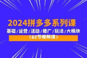 2024拼多多系列课：基础/运营/活动/推广/玩法/大模块（62节视频课）